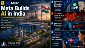 Tech news June 10 2026 collage: Meta Reliance AI data centre in Jamnagar India, EU WhatsApp antitrust order, China AI chip plan, Check Point VPN ransomware flaw, Google Gemini live voice translation